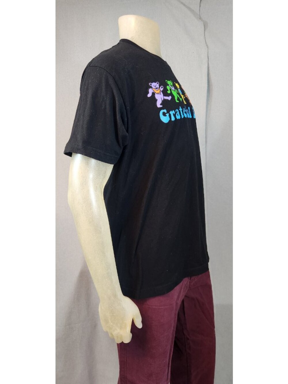 Grateful Dead Black Graphic Print 2022 LARGE Crew Nk Short Slv T Shirt Top USED - Picture 3 of 6